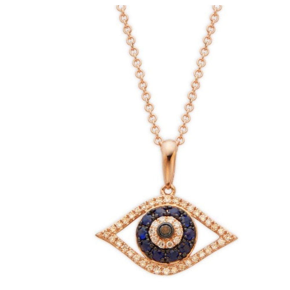 Rose gold Safire and diamond charm and necklace